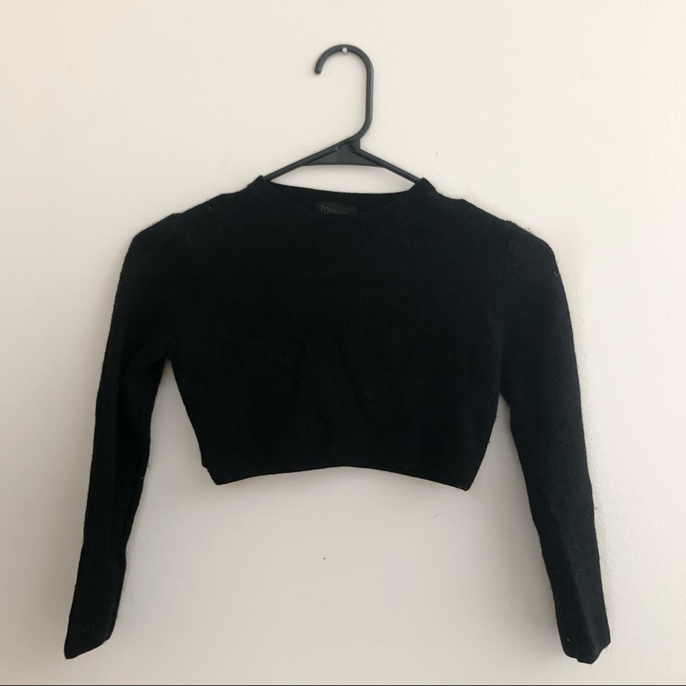 Topshop Black Long Sleeve Crop